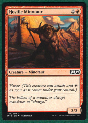 Hostile Minotaur - Core Set 2019 M19 #147 - Magic: The Gathering MTG Card