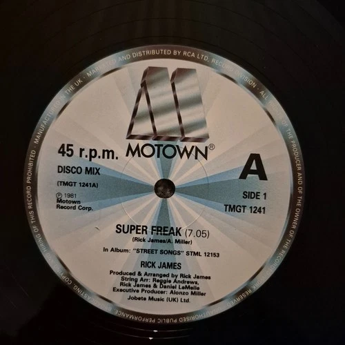 Rick James Super Freak / Fire And Desire 12" Single Rare 1981 Motown Disco