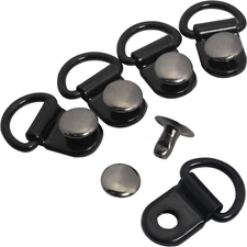 D-Ring Eyelet Buckle 50 Sets Black Shoe Boot Lace Hooks Loop Ring with Rivets Sh