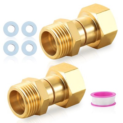 Garden Hose Swivel Connector, 3/4'' GHT Brass Hose Fittings, 360 Degree Swivel...
