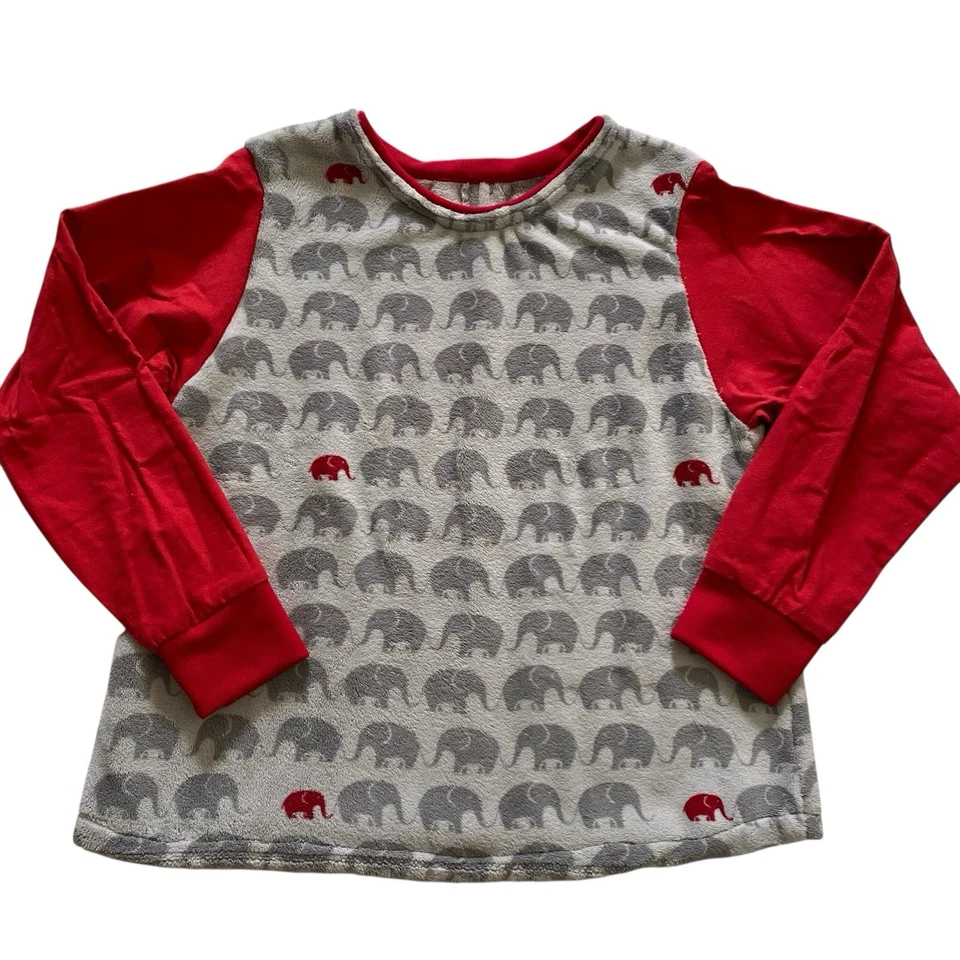 DKNY Elephant Print Fleece Pajama Set Women’s Size Medium Petite - Image 2 of 4