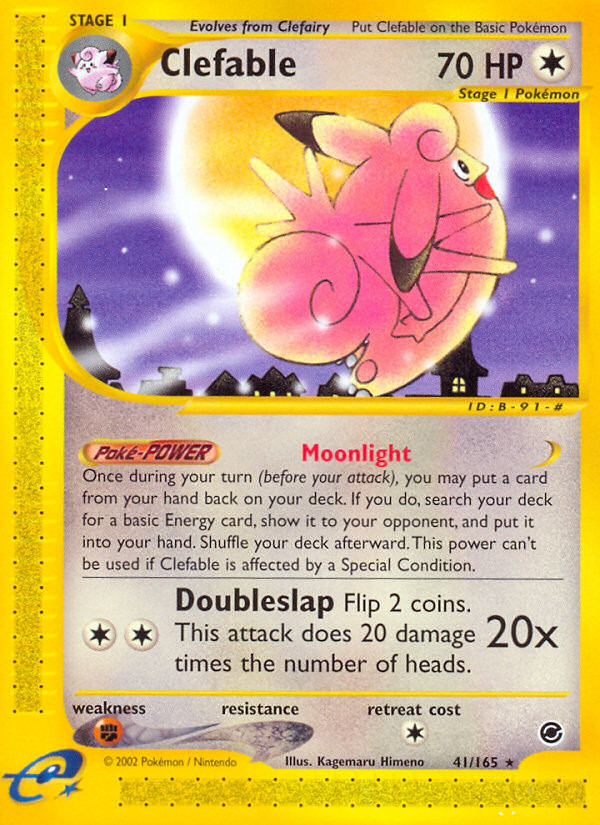 CLEFABLE POKEMON EXPEDITION BASE SET 41/165 RARE