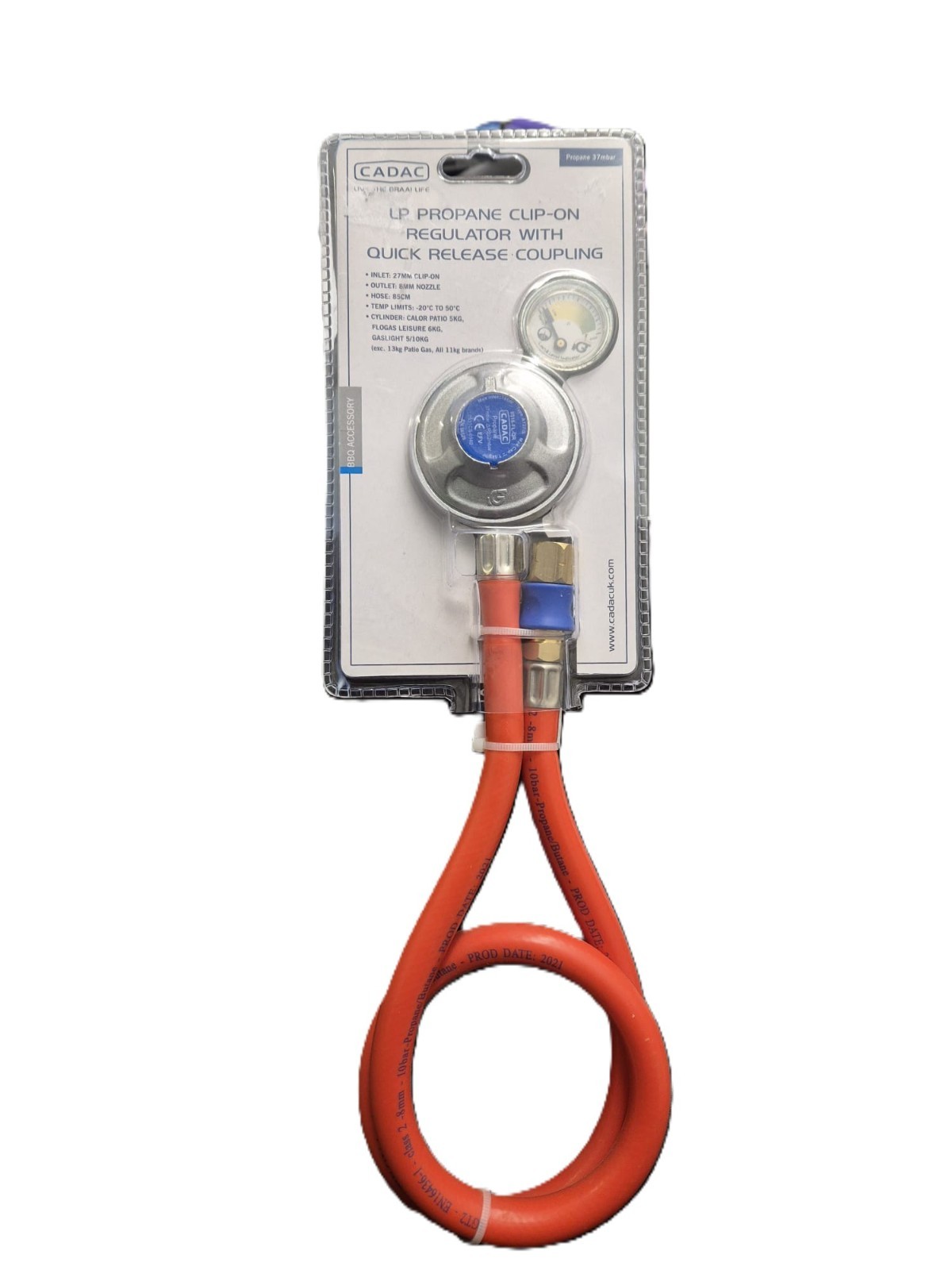 Cadac Regulator LP PROPANE 27mm CLIP ON QR Coupling,, level/press gauge