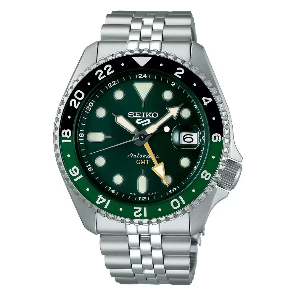 Seiko 5 Sports SKX Sports GMT Green Dial Stainless Steel Watch SSK035 Brand New