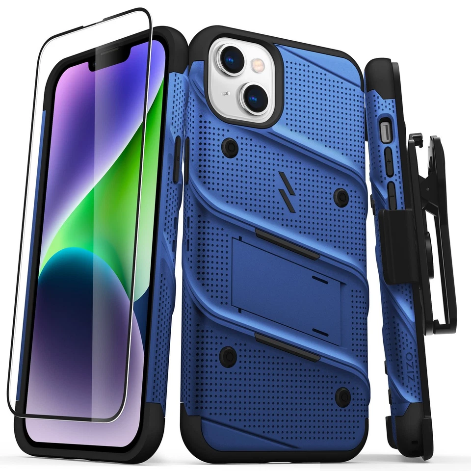 Funda con perno ZIZO de vidrio templado, soporte incorporado para iPhone 14 Plus 6.7 Foto 3 de 3
