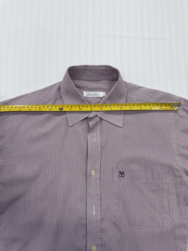 Chemise en coton à manches longues Valentino Rudy Mauve rayée L Italie - Photo 3/4