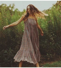 The Great Dainty Multicolor Plaid Gingham Cotton Dress Size 0 XS