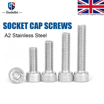 GOOBETTER CAP SCREWS ALLEN KEY HEAD BOLTS DIN 912 A2-70 STAINLESS STEEL M3 M4 M5 M6