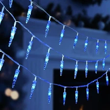 Christmas Icicle Light, 19.6ft 40 LED Blue Icicle String Lights Indoor, Hanging 