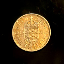 🇬🇧 Großbritannien 1961 One Shilling Queen Elisabeth three Lions sehr schön
