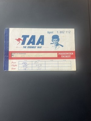 TAA TRANS AUSTRALIA AIRLINES FLIGHT TICKET 1950 s 1960 s VINTAGE 