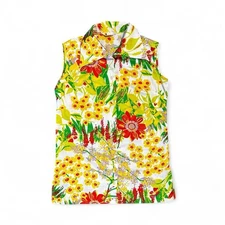 Floral 60s/70s Vintage Sleeveless Dagger Collar Blouse Laura Mae Womens Medium