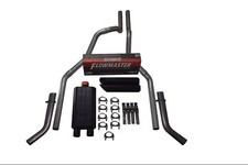 Dodge Ram 1500 94-03 2.5 Dual Exhaust Kit Flowmaster 50 Series Black Tip Corner