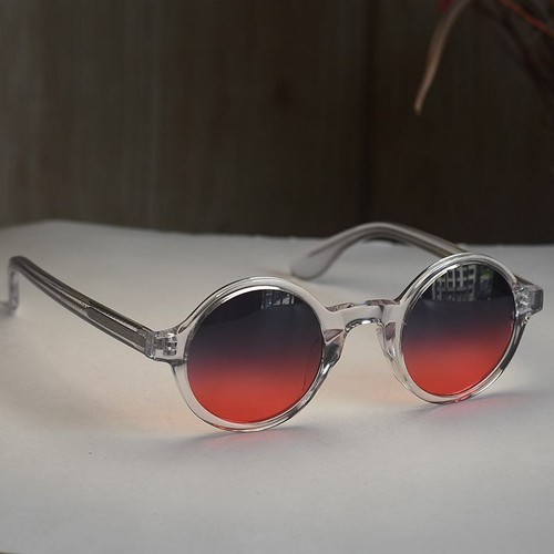 Retro round eyeglass frames men crystal acetate glasses cabernet red sunglasses - Picture 4 of 11