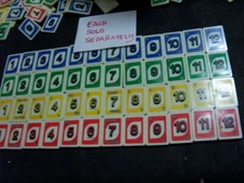 Mattel 1993 Uno Rummy- Up Game Replacement TILES Parts/Pieces -Great for Crafts