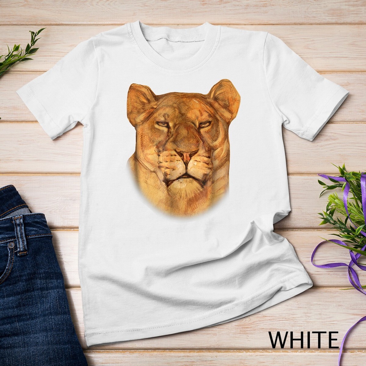 Lioness T-shirt Female Lion Face Shirt I love Lions Gift Unisex T