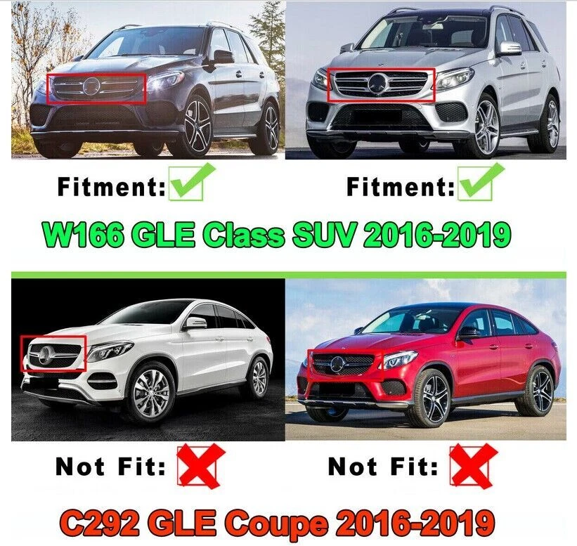 For Mercedes Benz W166 2016-2019 GLE350 GLE400 Front Grille GT Style Gloss Black Foto 2 de 4