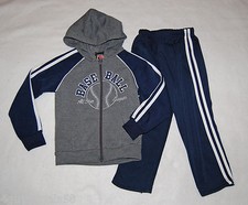 Boys Sweat Outfit HOODIE JACKET Pants NAVY BLUE Gray 4 BASEBALL ALL-STAR LEAGUE