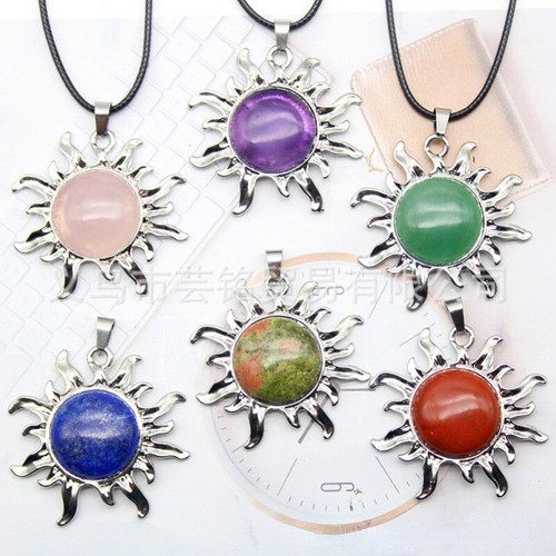 Natural Stone Sun Charms Sun Pendants for Jewelry Making Wholesale