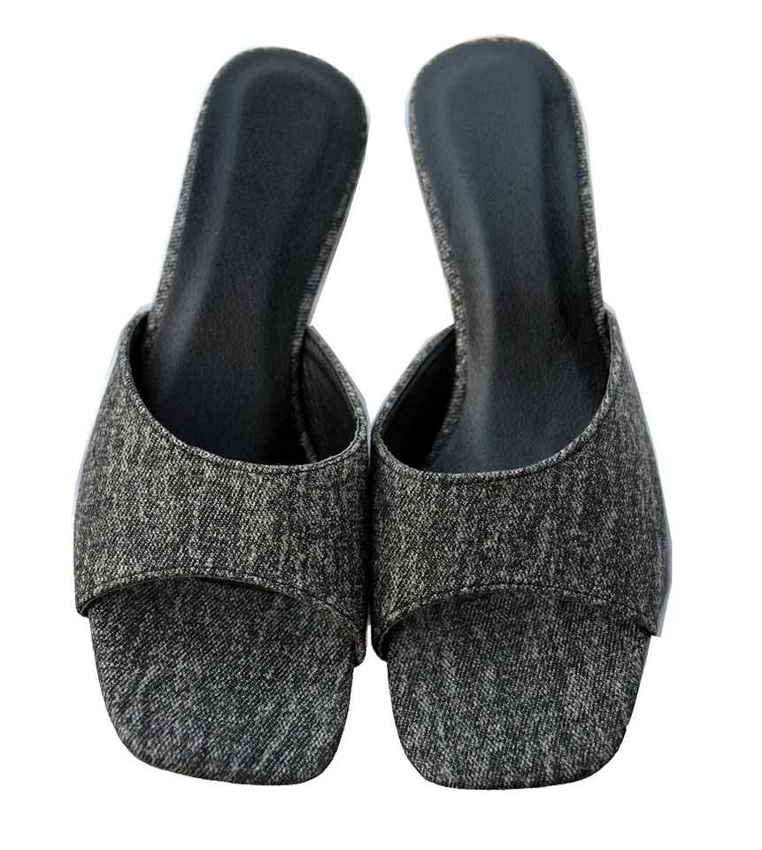 ROSY Charcoal Peep Toe Wedge Sandals, Women's Size 6.5 (37) Slides 3.5" Heel NEW - Image 4 of 4