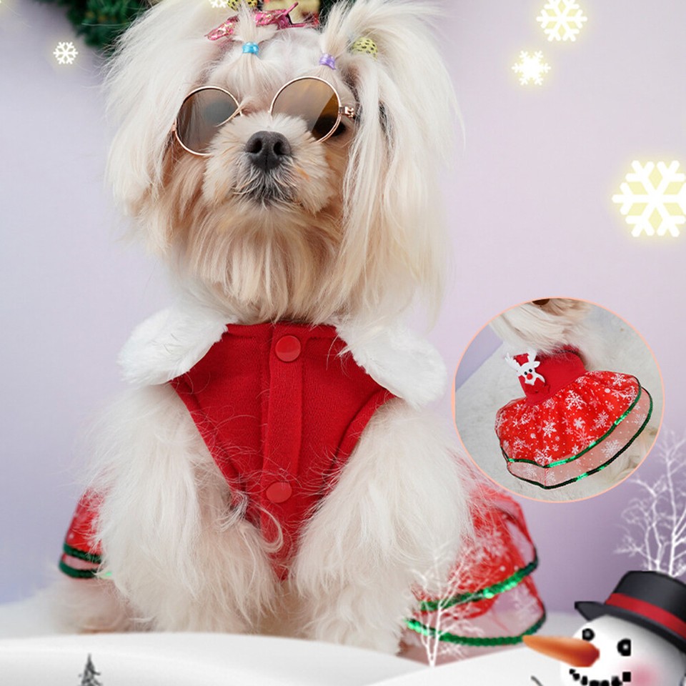 Pet Christmas Dress Christmas Bling Dog Dress Christmas Theme Dog Dress