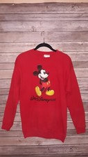 Vintage Walt Disney World Red Mickey Kids Youth XL 14/16 Crewneck Sweatshirt EUC