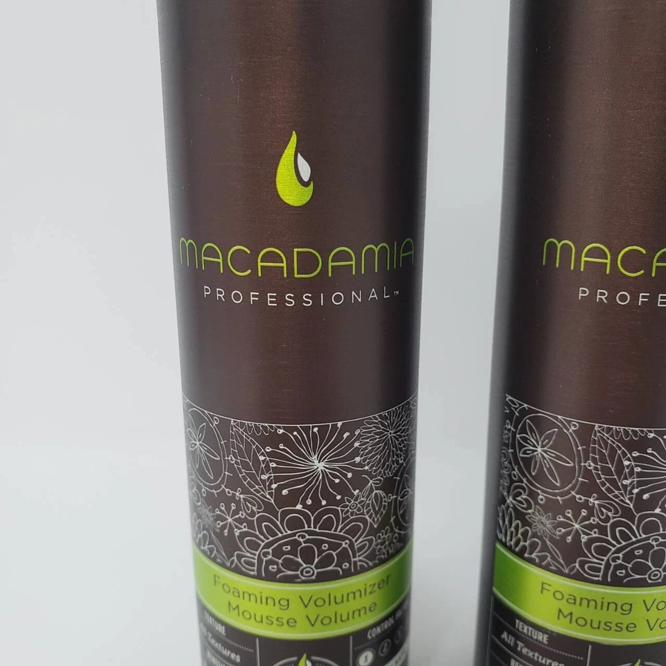 2 Mousse voluminizador de espuma profesional de macadamia volumen tamaño completo 6 oz. cada Foto 2 de 4