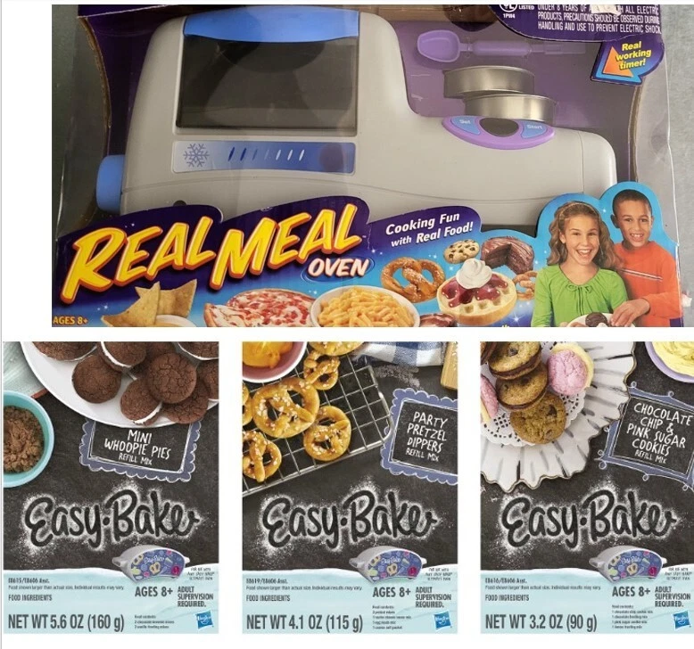 NIB/NEW EASY BAKE REAL MEAL OVEN CREATIVE BAKING TOY/3 EXTRA GOODIE MIXES  BUNDLE