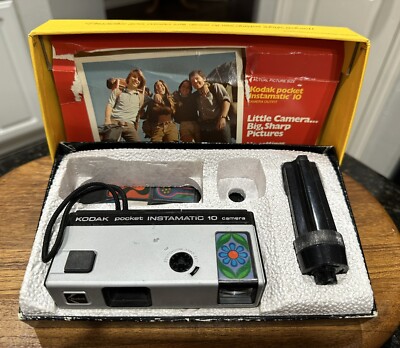 Kodak Pocket Instamatic 10 Camera Original Box Personalizing Stickers  UNTESTED