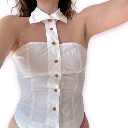 Vivienne Westwood Red Label Vtg 2000 White Cut-out button-down Corset Top Large - Picture 1 of 15