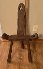 Primitive Vintage Wood Birthing Chair Milking Stool 3 Legs