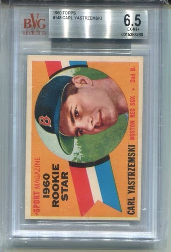 1960 Topps Carl Yastrzemski Rookie Card BVG 6.5 Ex MINT+ Graded Baseball #148