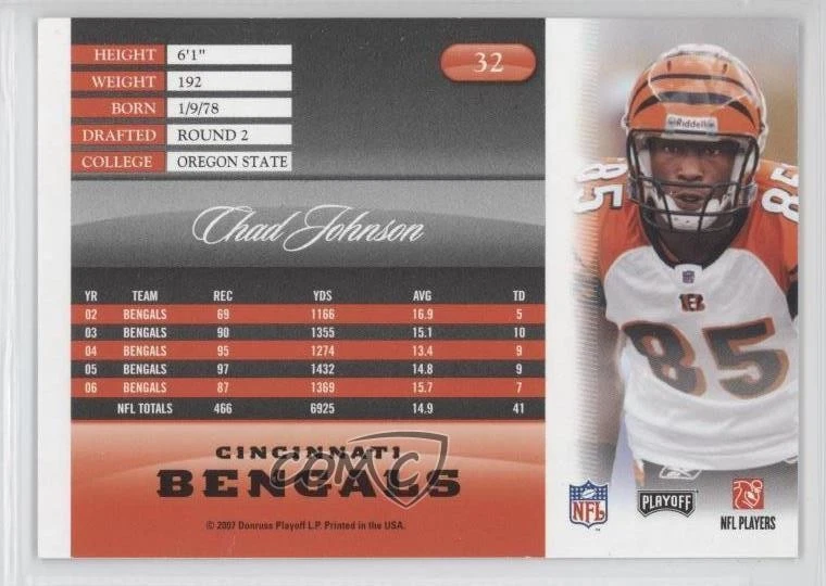 2007 Playoff Prestige Xtra Points Gold Chad Johnson #32 - Image 2 of 2