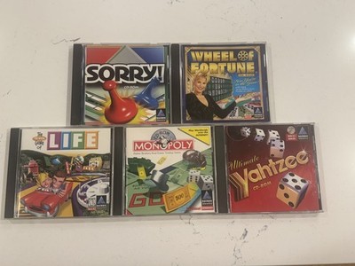 Vintage Hasbro Interactive CD-ROM Board Games Lot Monopoly Sorry Life Yahtzee Wh