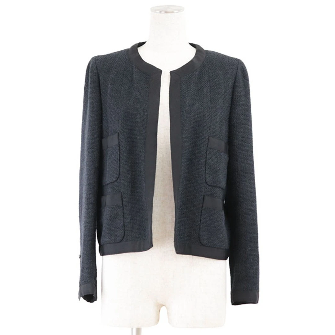 Giacca Chanel 02P P19055 2002 Made Coco Mark Monogram Bottone Catena Tweed No Coll