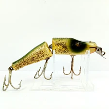 Vtg Creek Chub Pikie Jointed Silver Flash Wood Glass Eyes 4.5" Model NICE