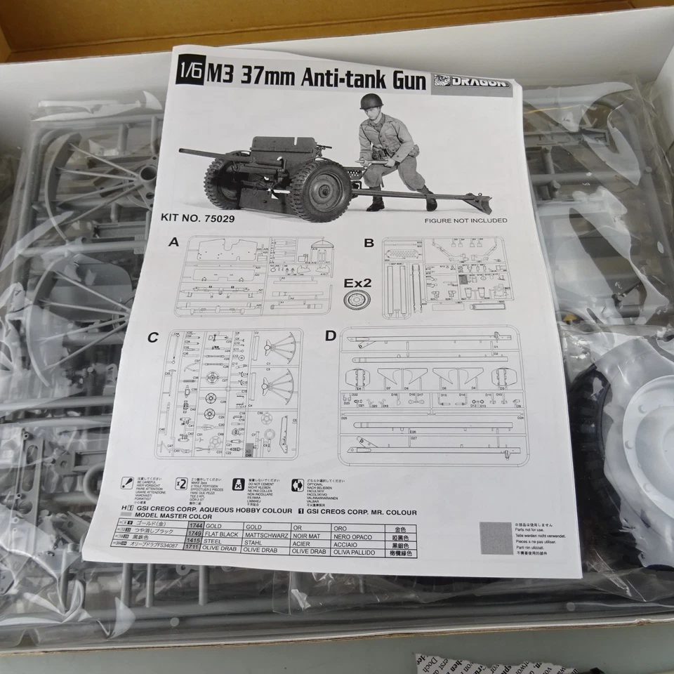 Dragon 1/6 Bausatz Militär M3 37mm Anti-tank Gun ungebaut OVP - Bild 3 von 4