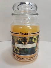 Retired Yankee Candle " SUNFLOWER DAYS" 22 oz Large Jar NEW Black Band Candle