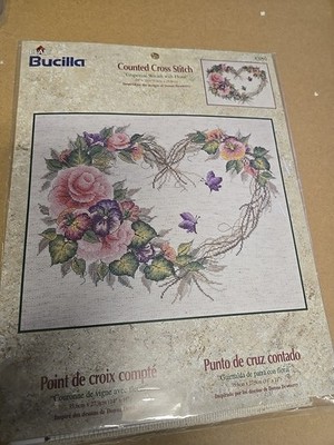Bucilla Counted Cross Stitch Kit Grapevine Wreath Floral by Donna Dewberry