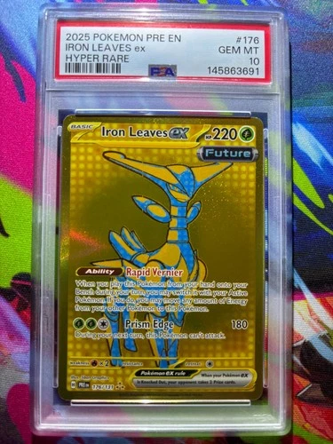 2025 POKEMON PRE EN-PRISMATIC EVOLUTIONS HYPER RARE #176 IRON LEAVES EX PSA 10