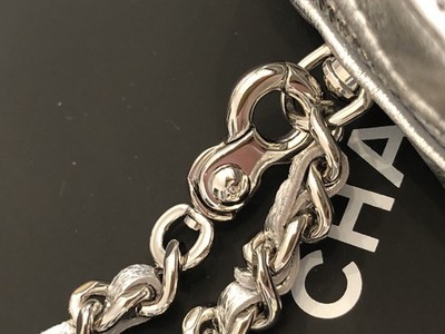 NEW 25B Chanel Silver Metallic Mini Heart Bag Charm With Chain | eBay