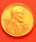 1955-P Lincoln Wheat Cent Penny GEM RED BU From an Original Bank Roll