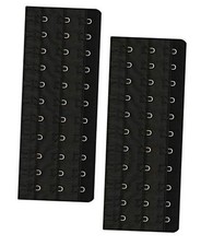 Corset Bra Extender 2pcs 11 Hook:black long 9.25in/0.79in Spacing