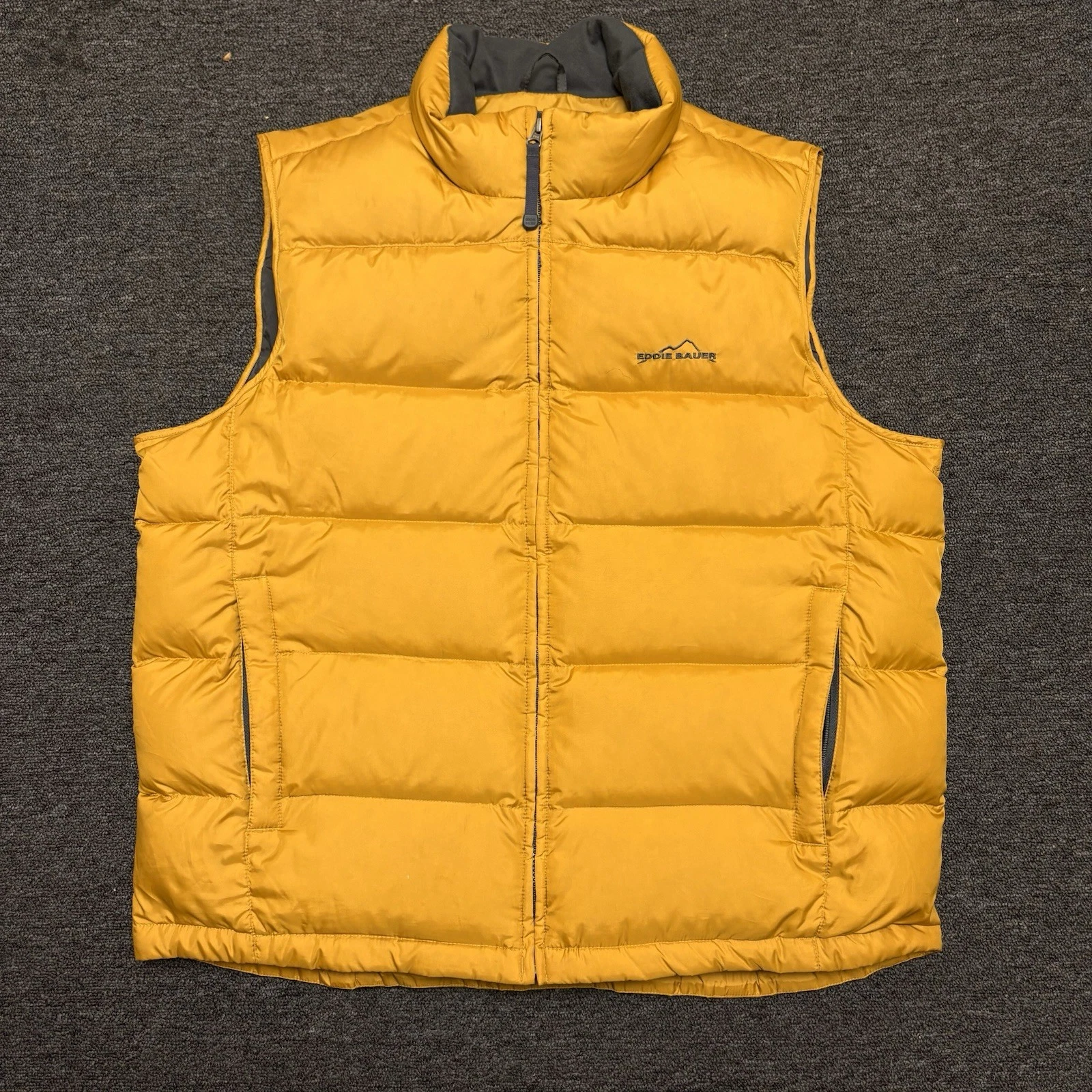 Eddie Bauer Goose Down Puffer Quilted Vest Outdoors Men's Mustard Yellow XL