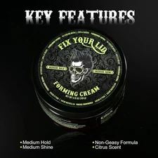 Fix Your Lid Forming Cream 3.75 Oz Medium Hold Hair Cream for Men - Mens Hair Ge