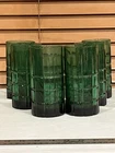 Set of 6 Anchor Hocking Emerald Green Tumblers 6” Vintage Glassware