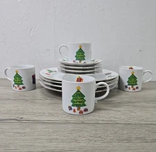 Tienshan Save The Children Christmas Tree Present China Dinnerware 12 Pcs Set