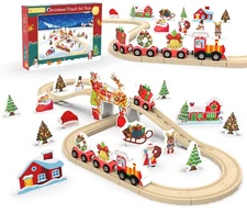 Wooden Train Set for Toddler, 42 Pcs Wooden Tracks Train Toy for 3 4 5 Years ...