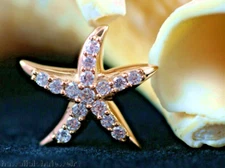 20MM SOLID 14K ROSE GOLD SHINY HIGH POLISH HAWAIIAN STARFISH CZ SLIDE PENDANT