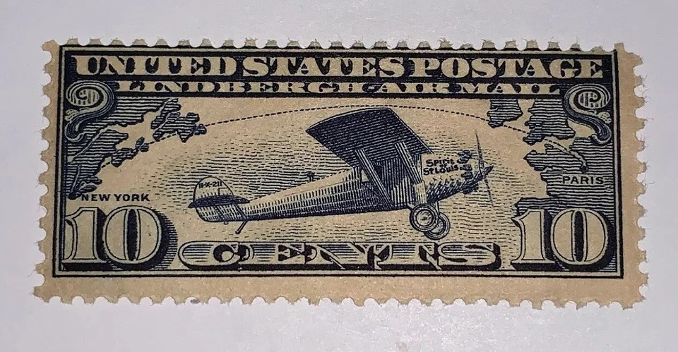 Travelstamps: 1927 US Stamps Scott #C10, Lindbergh Tribute Issue, mint, moglh - Image 2 of 4